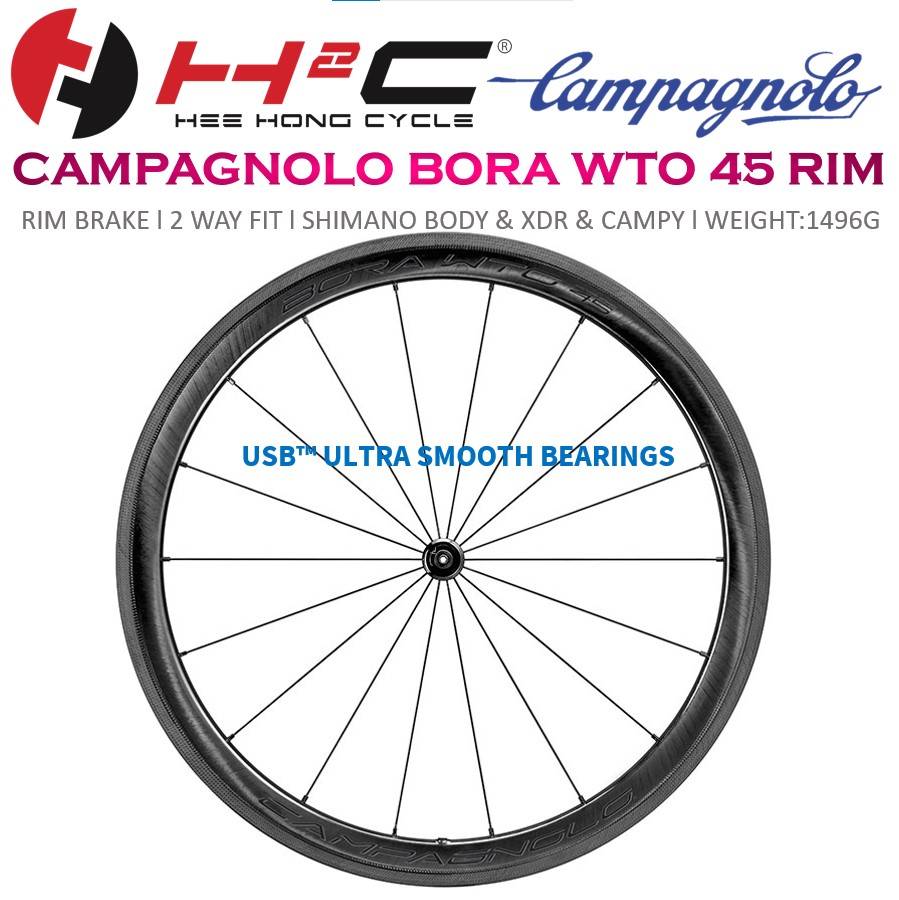 CAMPAGNOLO BORA WTO 45 RIM BRAKE USB CERAMIC BEARING
